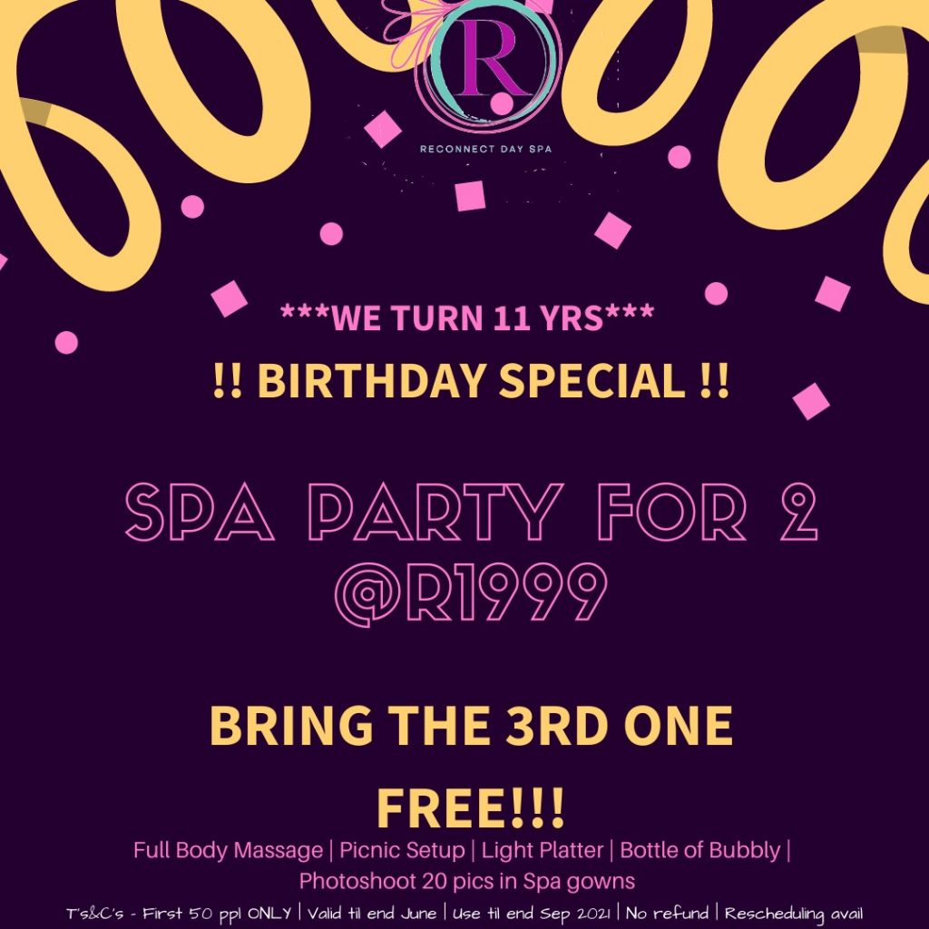 Birthday Special ! Spa party for 2 Bring 3rd one for free Party package