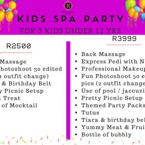 kids spa party for 3 kids