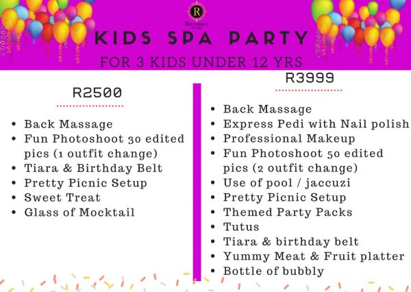 kids spa party for 3 kids