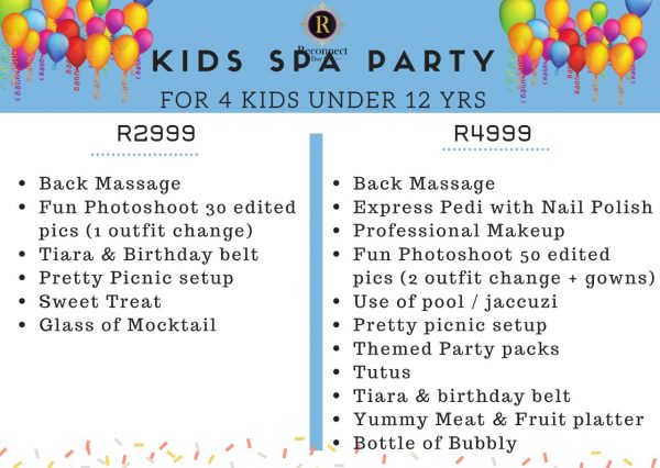 kids spa party for 4 kids