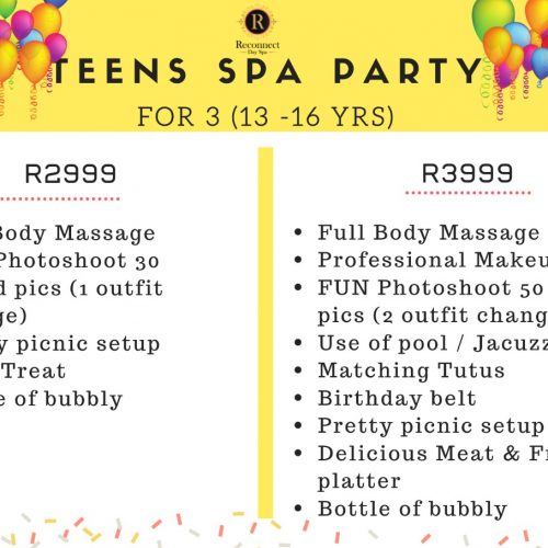 Popular spa party packages for teens / kids Reconnect Day Spa