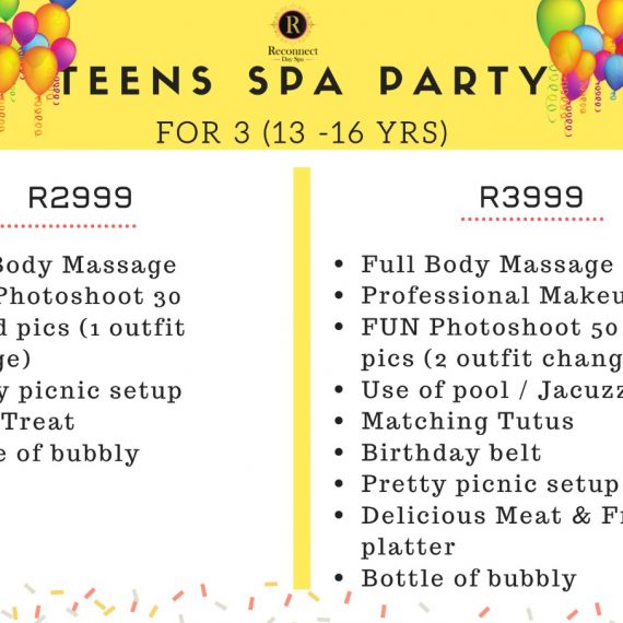Popular spa party packages for teens / kids Reconnect Day Spa