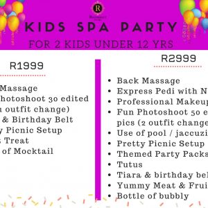 spa party for 2 kids under 12