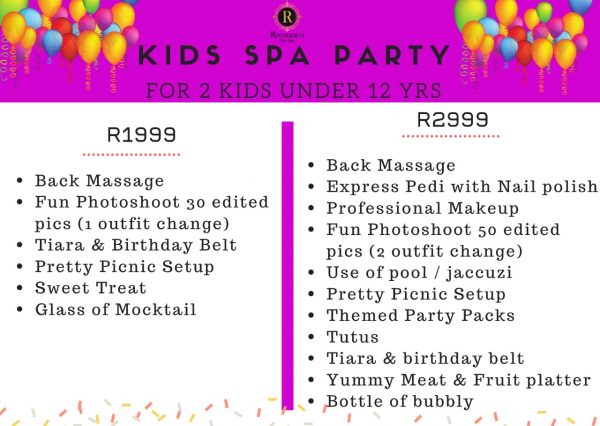 spa party for 2 kids under 12
