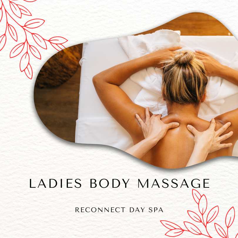 A girl is enjoying ladies body massage at reconnect day spa branch