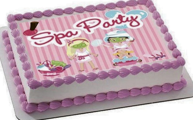 spa birthday party cake