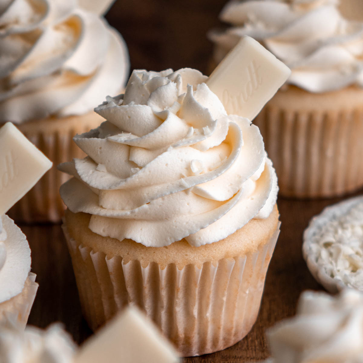 White Chocolate Cupcakes with Ganache Frosting
